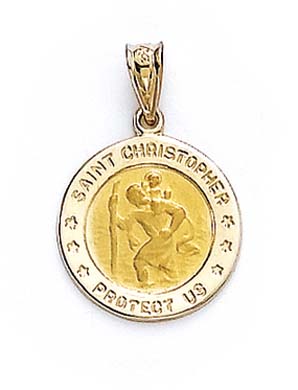 
14k Round St Christopher Medallion Pendant
