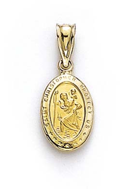 
14k Yellow Gold Oval St Christopher Medallion Pendant
