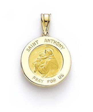 
14k Yellow Gold Round St Anthony Medallion Pendant

