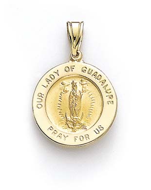 
14k Yellow Gold Round Guadalupe Medallion Pendant

