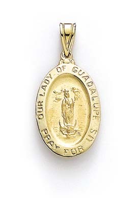 
14k Yellow Gold Oval Guadalupe Medallion Pendant

