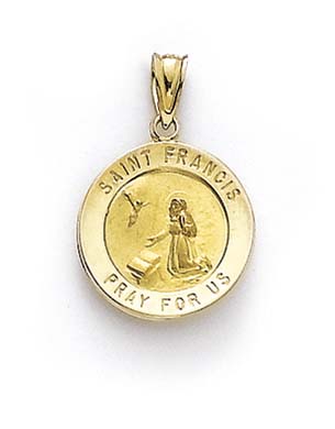 
14k Yellow Gold Round St Francis Medallion Pendant
