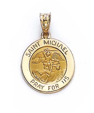 
14k Yellow Gold Round St Michael Medallion Pendant

