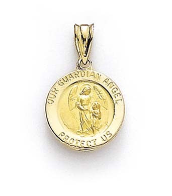 
14k Yellow Gold Small Guardian Angel Medallion Pendant

