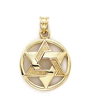 
14k Yellow Gold Framed Jewish Star Pendant
