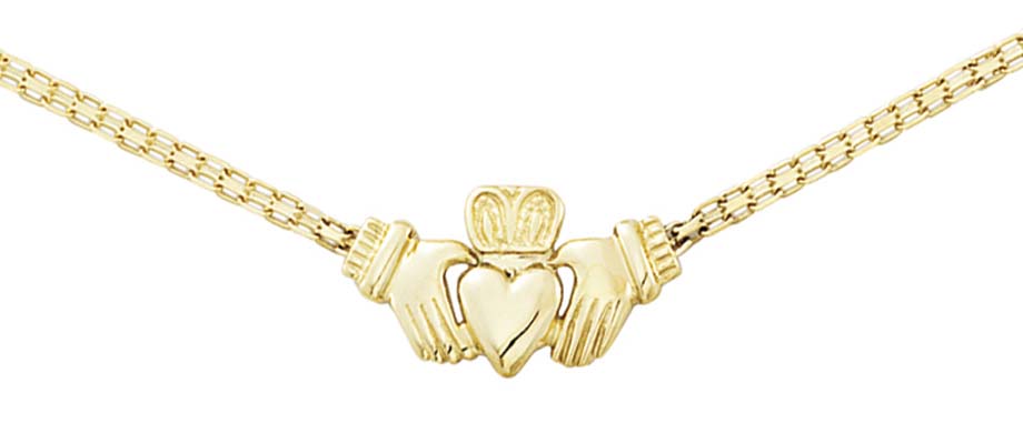 
14k Yellow Gold Claddagh 17 Inch Necklace

