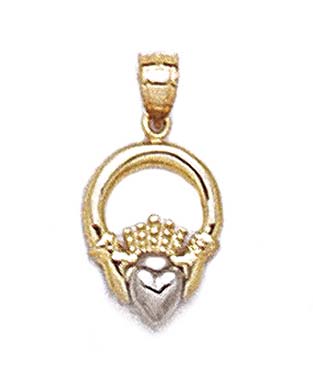 
14k Two-Tone Gold Claddagh Pendant
