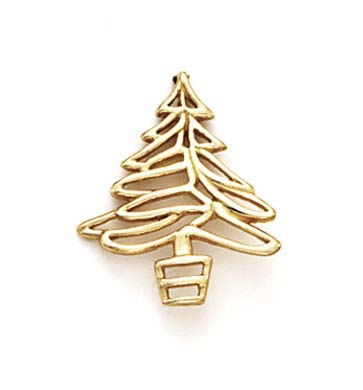 
14k Yellow Gold Lined Christmas Tree Pendant
