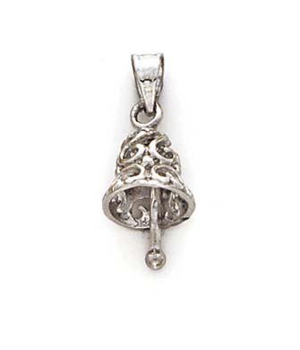 
14k White Gold Bell Movable Chime Pendant
