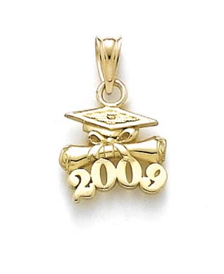 
14k Yellow Gold 2009 Grad Cap Diploma Pendant
