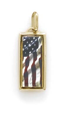 
14k Yellow Gold Waving American Flag Medallion Pendant
