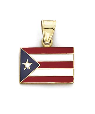 
14k Yellow Gold Enamel Puerto Rico Flag Pendant
