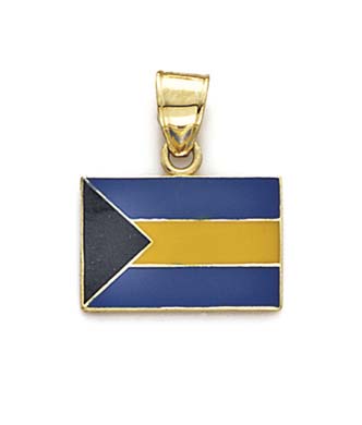 
14k Yellow Gold Enamel Bahamas Flag Pendant
