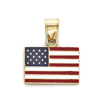 
14k Yellow Gold Enamel United States Flag Pendant
