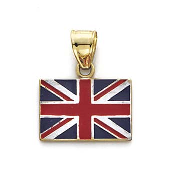 
14k Yellow Gold Enamel Great Britain Flag Pendant
