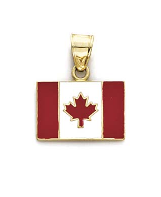 
14k Yellow Gold Enamel Canada Flag Pendant
