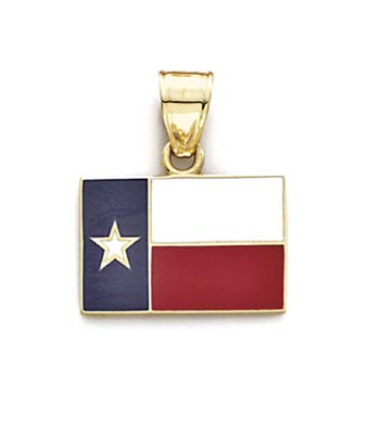 
14k Yellow Gold Enamel Texas Flag Pendant
