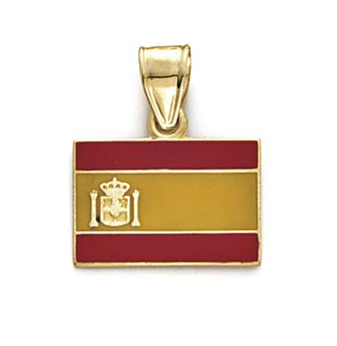 
14k Yellow Gold Enamel Spain Flag Pendant

