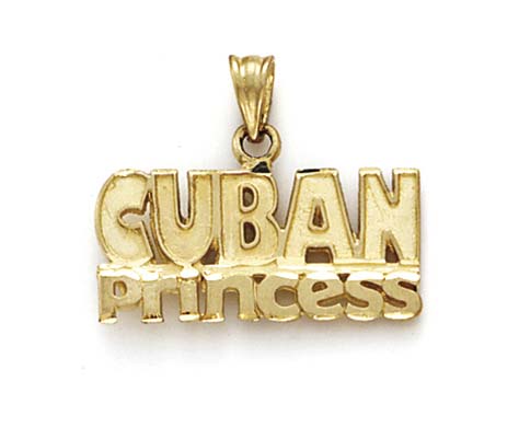 
14k Yellow Gold Miami Curb Princess Pendant
