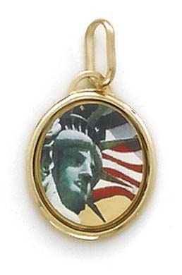 
14k Yellow Gold Statue Of Liberty Medallion Pendant
