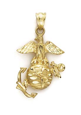 
14k Yellow Gold US Marine Emblem Pendant
