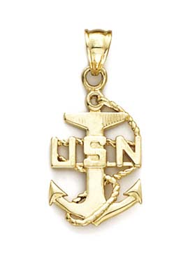 
14k Yellow Gold US Navy Anchor Pendant
