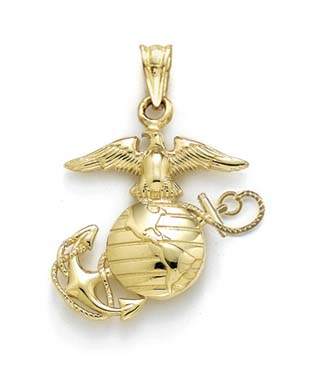 
14k Yellow Gold Small Polished Marine Corps Emblem Pendant
