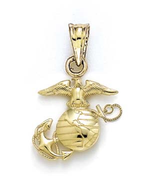 
14k Yellow Gold Tiny Children Polished Marine Corps Emblem Pendant
