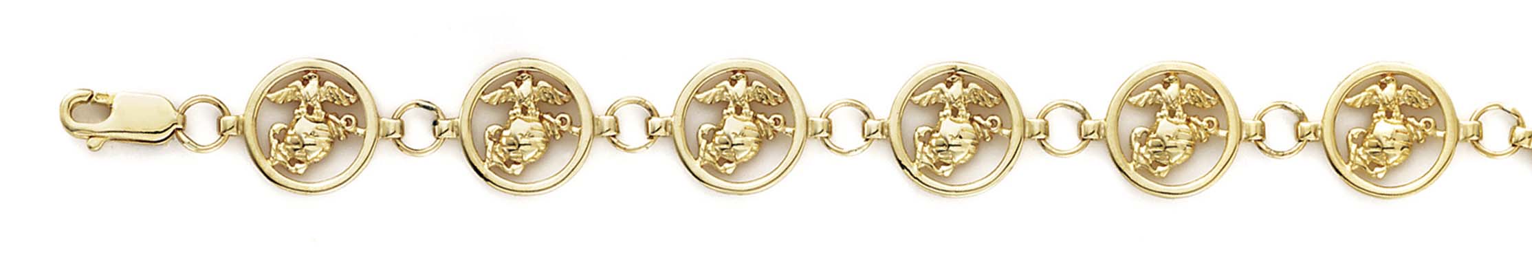 
14k Yellow Gold US Marine Corps Bracelet - 7.25 Inch
