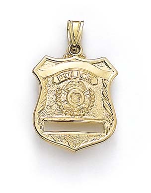 
14k Yellow Gold Medium Police Badge Pendant

