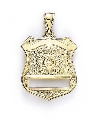 
14k Yellow Gold Large Police Badge Pendant
