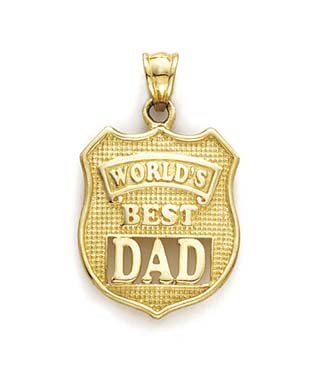 
14k Yellow Gold Worlds Best Police Dad Pendant
