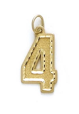 
14k Yellow Gold Large Sports Number 4 Pendant
