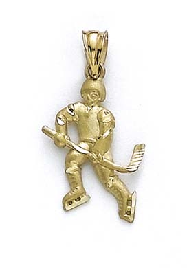 
14k Yellow Gold Hockey Player Pendant
