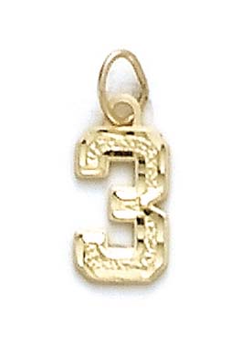
14k Yellow Gold Small Sport Number 3 Pendant
