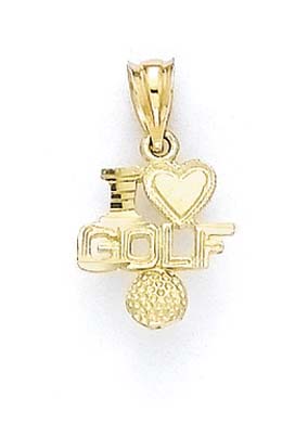 
14k Yellow Gold I Heart Golf Pendant

