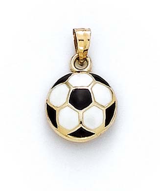 
14k Yellow Gold Enamel Dome Soccer Ball Pendant
