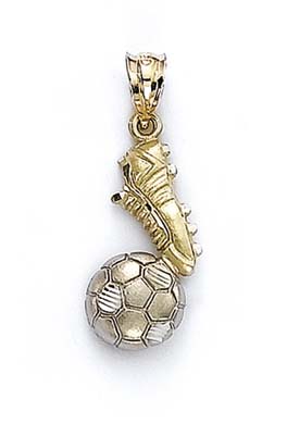 
14k Yellow Gold Soccer Cleat Ball Pendant
