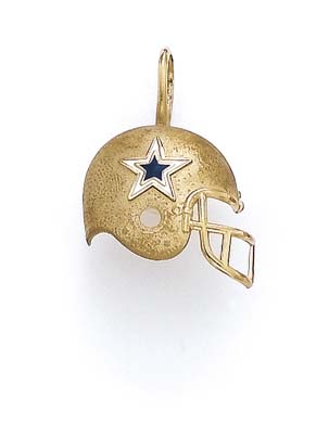 
14k Yellow Gold Enamel Dallas Cowboys Helmet Pendant
