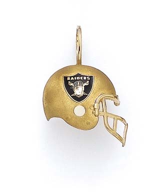 
14k Yellow Gold Enamel Oakland Raiders Helmet Pendant
