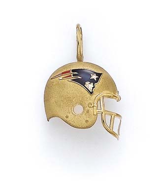 
14k Yellow Gold Enamel New England Patriots Helmet Pendant
