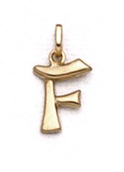 
14k Yellow Gold Polished Initial F Pendant 11/16 Inch Long
