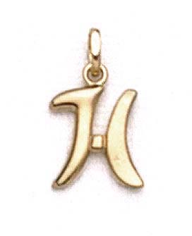 
14k Yellow Gold Polished Initial H Pendant 11/16 Inch Long
