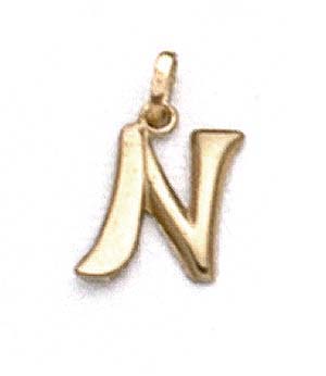 
14k Yellow Gold Polished Initial N Pendant 11/16 Inch Long
