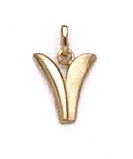 
14k Yellow Gold Polished Initial V Pendant 11/16 Inch Long
