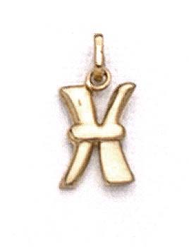
14k Yellow Gold Polished Initial X Pendant 11/16 Inch Long
