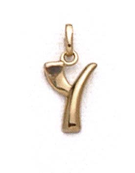 
14k Yellow Gold Polished Initial Y Pendant 11/16 Inch Long
