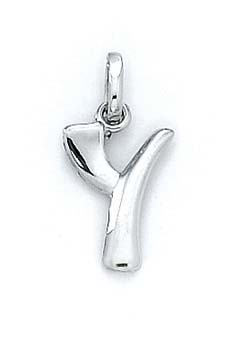 
14k White Gold Initial Y Pendant 11/16 Inch Long
