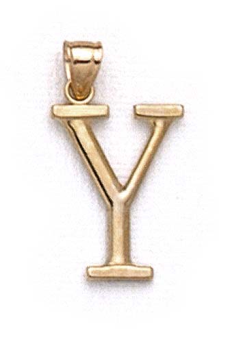 
14k Yellow Gold Initial Y Pendant 1 3/8 Inch Long
