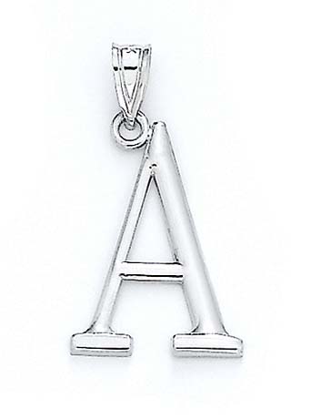 
14k White Gold Initial A Pendant 1 3/8 Inch Long
